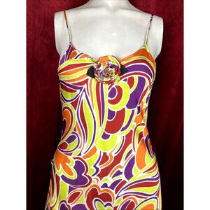 4 Rodarte Bias Cut Maxi Slip Dress Psychedelic Print Camellia